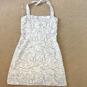 Abercrombie and Fitch White and Blue Patterned Halter Dress